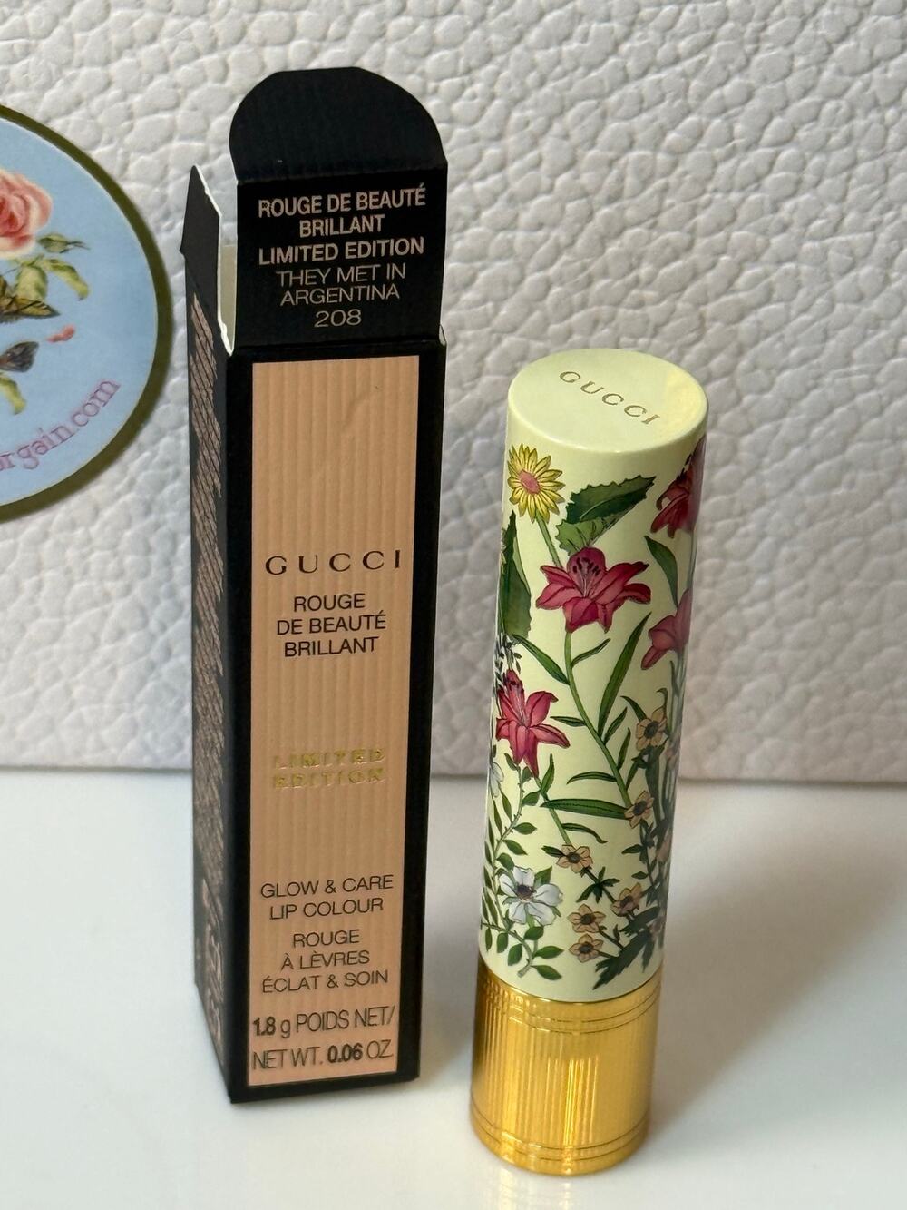 Gucci 208 They Met in Argentina, Rouge De Beauté Brillant Flora -LIMITED EDITION